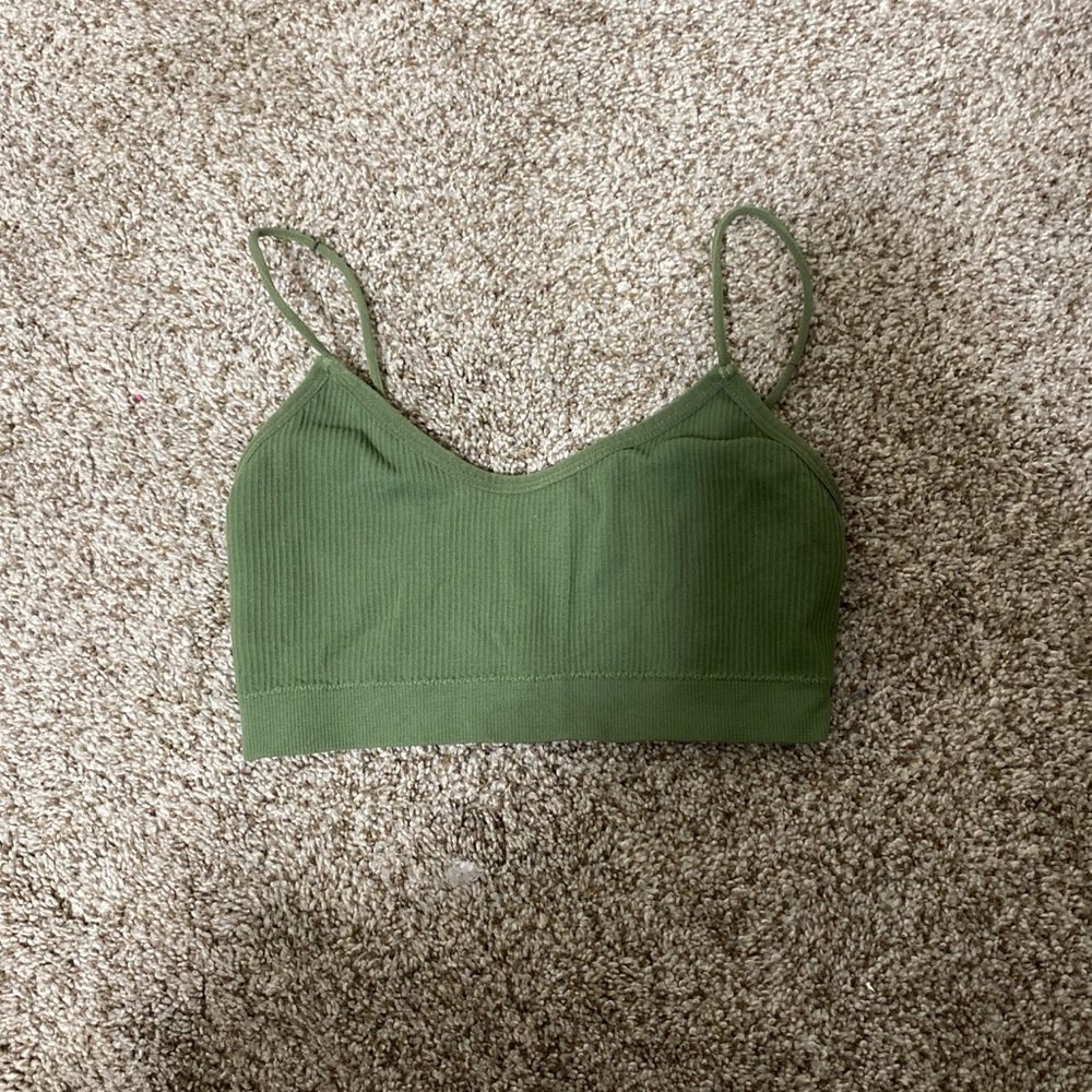 Green Ribbed Bralette